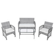 Gray rattan + beige cushion chair, sofa and table patio 8 piece set by La Spezia additional picture 7