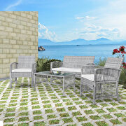 Gray rattan + beige cushion chair, sofa and table patio 8 piece set by La Spezia additional picture 8