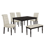 6 piece dining table set with 4 upholstered dining chairs and tufted bench by La Spezia additional picture 11