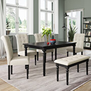 6 piece dining table set with 4 upholstered dining chairs and tufted bench by La Spezia additional picture 13