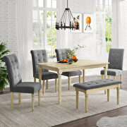 6 piece dining table set with 4 upholstered dining chairs and tufted bench additional photo 3 of 19
