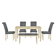 6 piece dining table set with 4 upholstered dining chairs and tufted bench additional photo 5 of 19