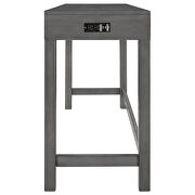 Gray 4-piece counter height table set with socket and leather padded stools by La Spezia additional picture 11