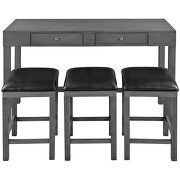 Gray 4-piece counter height table set with socket and leather padded stools by La Spezia additional picture 16