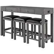 Gray 4-piece counter height table set with socket and leather padded stools by La Spezia additional picture 17