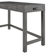 Gray 4-piece counter height table set with socket and leather padded stools by La Spezia additional picture 20