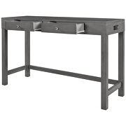 Gray 4-piece counter height table set with socket and leather padded stools additional photo 5 of 19