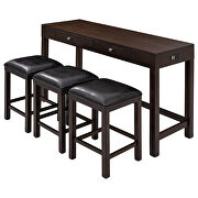 Espresso 4-piece counter height table set with socket and leather padded stools by La Spezia additional picture 2