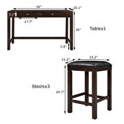 Espresso 4-piece counter height table set with socket and leather padded stools by La Spezia additional picture 11