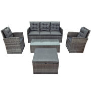 5-piece outdoor uv-proof patio sofa set with storage bench all weather pe wicker furniture coversation set with glass table by La Spezia additional picture 10