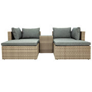 Outdoor patio furniture set, 5-piece wicker rattan sectional sofa set, brown and gray additional photo 2 of 18
