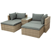 Outdoor patio furniture set, 5-piece wicker rattan sectional sofa set, brown and gray by La Spezia additional picture 13