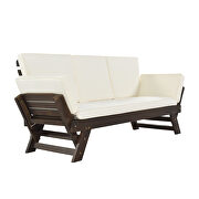 Brown outdoor adjustable patio wooden daybed sofa chaise with beige cushions by La Spezia additional picture 2