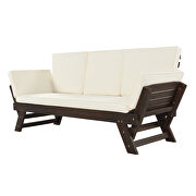 Brown outdoor adjustable patio wooden daybed sofa chaise with beige cushions by La Spezia additional picture 11