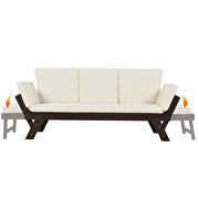 Brown outdoor adjustable patio wooden daybed sofa chaise with beige cushions by La Spezia additional picture 12