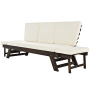 Brown outdoor adjustable patio wooden daybed sofa chaise with beige cushions by La Spezia additional picture 16