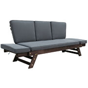 Brown outdoor adjustable patio wooden daybed sofa chaise with gray cushions by La Spezia additional picture 11