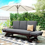 Brown outdoor adjustable patio wooden daybed sofa chaise with gray cushions by La Spezia additional picture 6