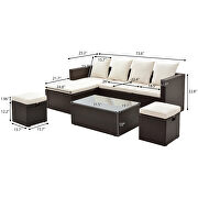 5-piece all weather pe wicker sofa set rattan adjustable chaise lounge with tempered glass tea table and removable cushions by La Spezia additional picture 8