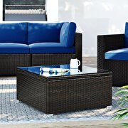 6pcs outdoor patio sectional all weather pe wicker rattan sofa set with glass table, blue cushion/ brown wicker by La Spezia additional picture 18