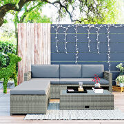 5-piece rattan sofa cushioned sectional furniture set in gray finish additional photo 5 of 16