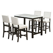 5-piece wooden counter height faux marble top dining table set with 4 upholstered chairs by La Spezia additional picture 10