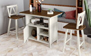 Farmhouse 3-piece counter height dining table set in walnut and distressed white by La Spezia additional picture 5
