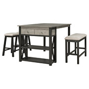 Gray rustic wood 4-piece counter height dining table set with 2 stools and bench by La Spezia additional picture 13
