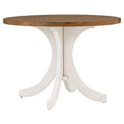 Midcentury solid wood 5-piece walnut/ beige round  table set with upholstered chairs by La Spezia additional picture 6
