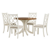 Midcentury solid wood 5-piece walnut/ beige round  table set with upholstered chairs by La Spezia additional picture 10