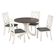 Midcentury solid wood 5-piece brown/ gray round  table set with upholstered chairs by La Spezia additional picture 9