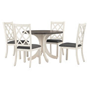 Midcentury solid wood 5-piece brown/ gray round  table set with upholstered chairs by La Spezia additional picture 10