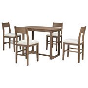 Farmhouse counter height 5-piece dining table set with rectangular table and 4 dining chairs in brown by La Spezia additional picture 10