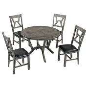 Mid-century 5-piece gray dining table set: round table with cross legs and 4 upholstered chairs by La Spezia additional picture 15