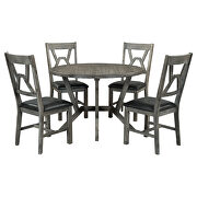Mid-century 5-piece gray dining table set: round table with cross legs and 4 upholstered chairs by La Spezia additional picture 9