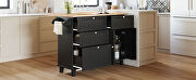 Kitchen island set with drop leaf and 2 seatings dining table set in black/ rustic brown by La Spezia additional picture 15
