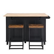 Kitchen island set with drop leaf and 2 seatings dining table set in black/ rustic brown by La Spezia additional picture 3
