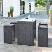 5-piece rattan outdoor bar dining table set with 4 stools in gray by La Spezia additional picture 3