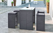 5-piece rattan outdoor bar dining table set with 4 stools in gray by La Spezia additional picture 4