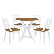 Antique oak and white mid-century 5-piece round dining table set with 4 cross back dining chairs by La Spezia additional picture 10