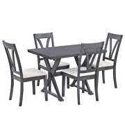 Mid-century 5-piece dining table set with 4 upholstered dining chairs in antique gray by La Spezia additional picture 4