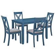 Blue wood 5-piece rustic dining table set with 4 x-back chairs by La Spezia additional picture 13