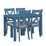 Blue wood 5-piece rustic dining table set with 4 x-back chairs by La Spezia additional picture 7