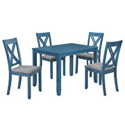 Blue wood 5-piece rustic dining table set with 4 x-back chairs by La Spezia additional picture 9