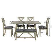6-piece dining table set: wood dining table, 4 chairs and  bench in  gray by La Spezia additional picture 16