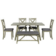 6-piece dining table set: wood dining table, 4 chairs and  bench in  gray by La Spezia additional picture 17
