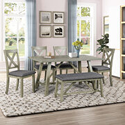 6-piece dining table set: wood dining table, 4 chairs and  bench in  gray by La Spezia additional picture 3