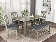 6-piece dining table set: wood dining table, 4 chairs and  bench in  gray by La Spezia additional picture 4