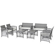 Gray rattan + beige cushion chair, sofa and table patio 8 piece set by La Spezia additional picture 5