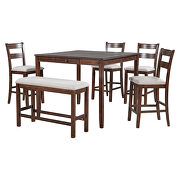 Walnut wood 6-piece dining table set with upholstered chair and bench by La Spezia additional picture 14